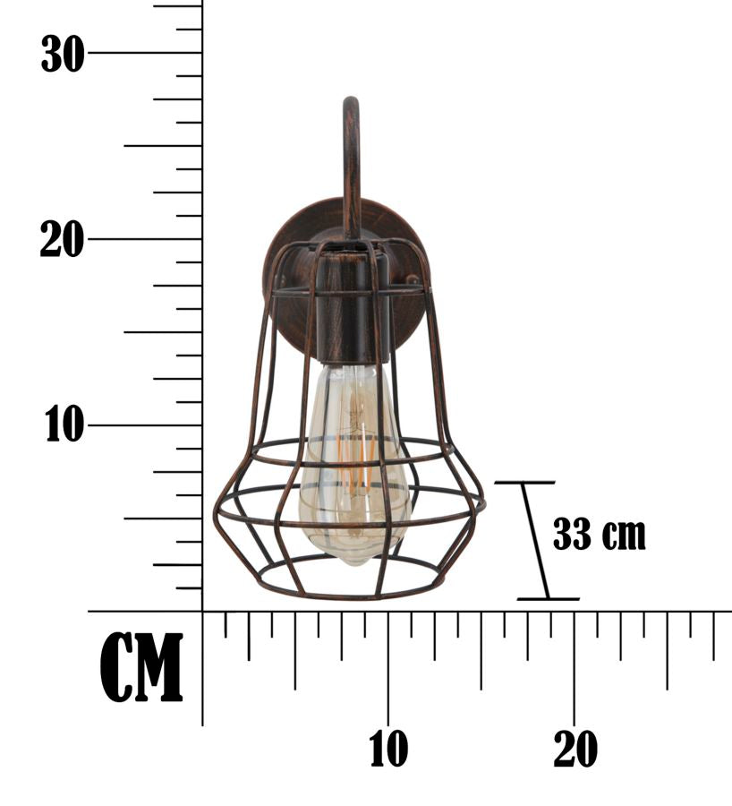 Applique in metallo marrone in stile industriale cm 33x15x27,5