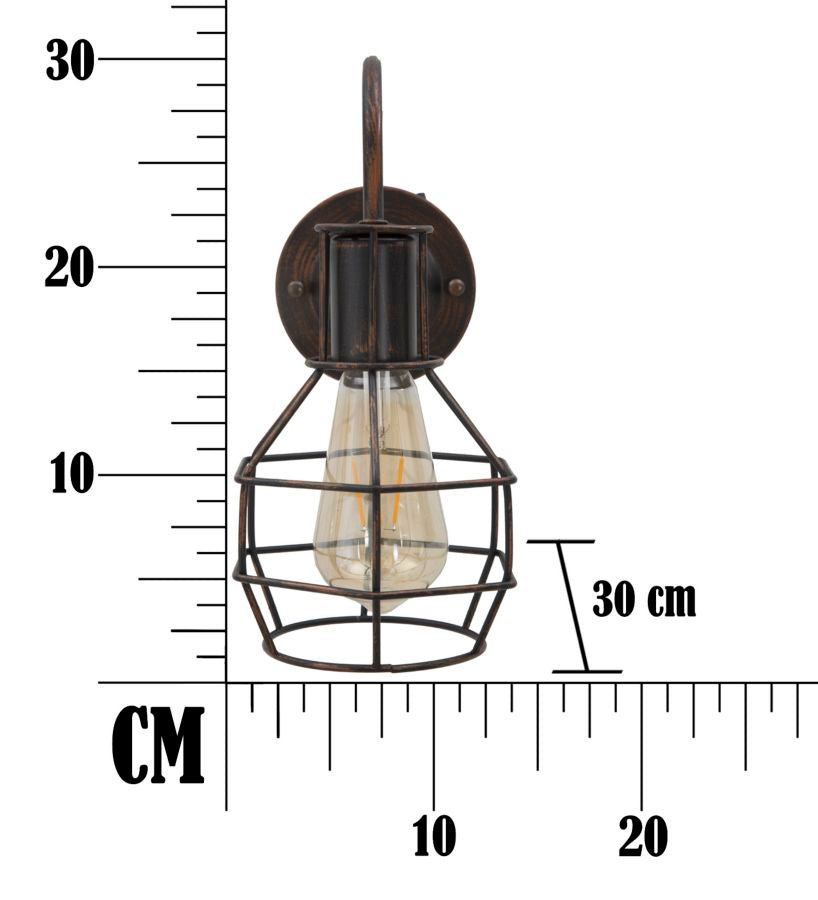 Applique in metallo marrone in stile industriale cm 32x14x30