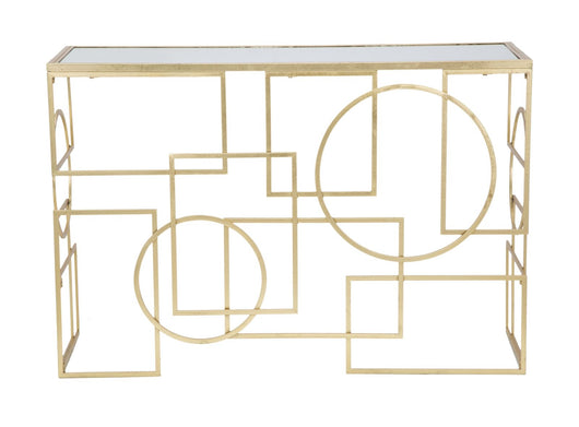 Consolle geometrica in metallo dorata cm 120x41x81