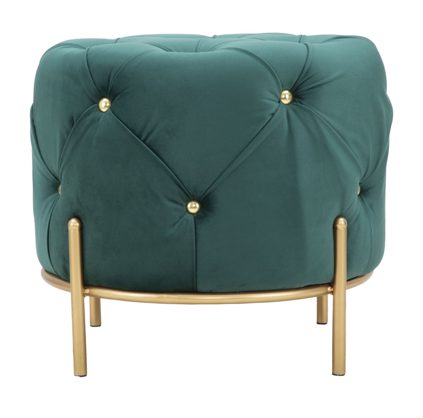 Pouf rotondo trapuntato in tessuto verde Ø cm 45x40