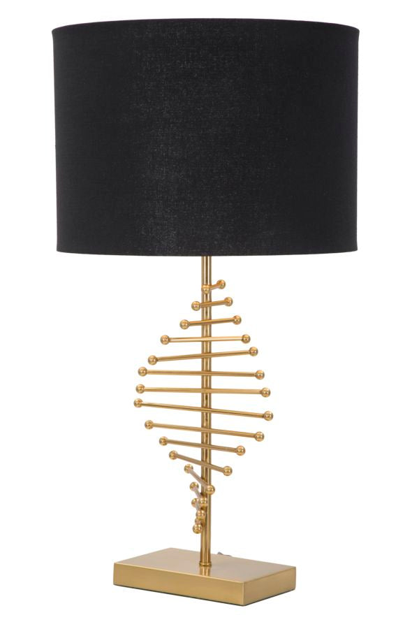 Lampada da tavolo in metallo dorata con paralume nero Ø cm 34x65