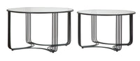 Set di 2 tavoli da caffè rotondi in metallo neri Ø cm 81x47 e 71x43