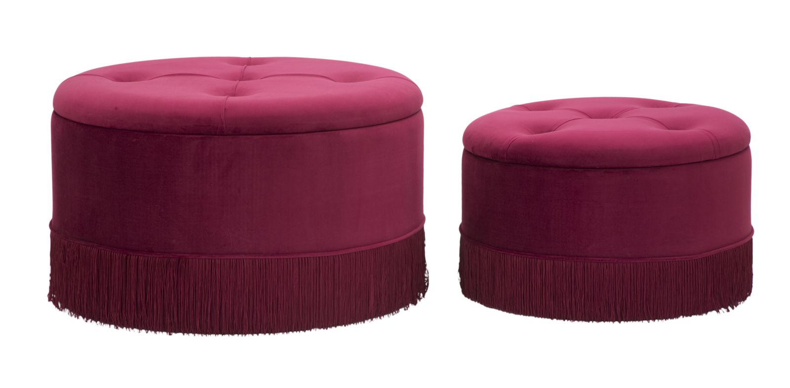 Set di 2 pouf contenitori in tessuto viola Ø cm 71x41-55x33