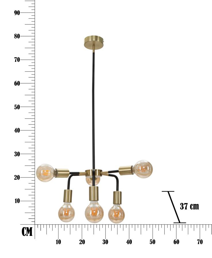 Lampadario in metallo nero con 6 punti luce Ø cm 37x81