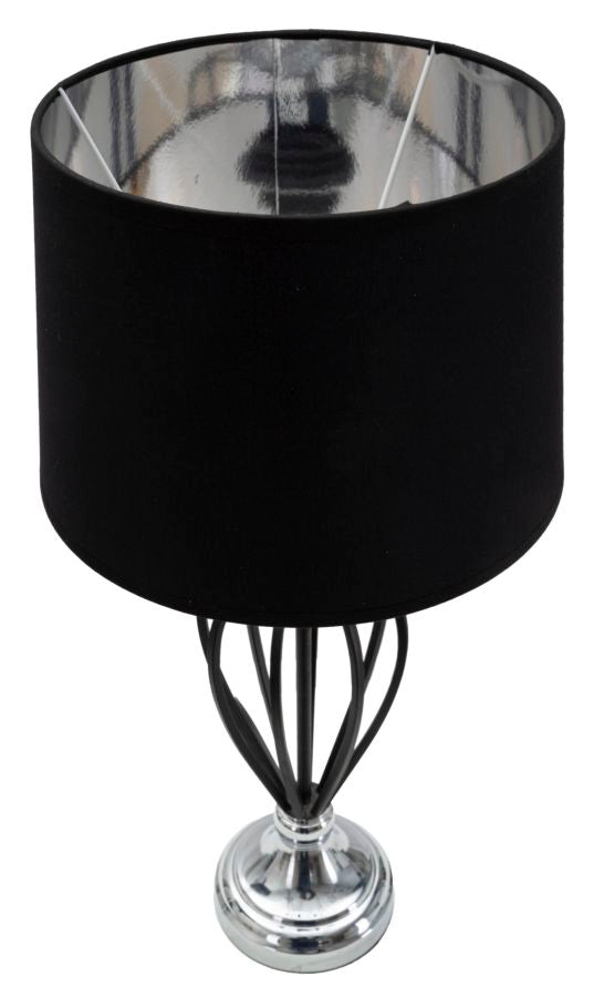 Lampada in metallo nera con paralume nero Ø cm 28x56