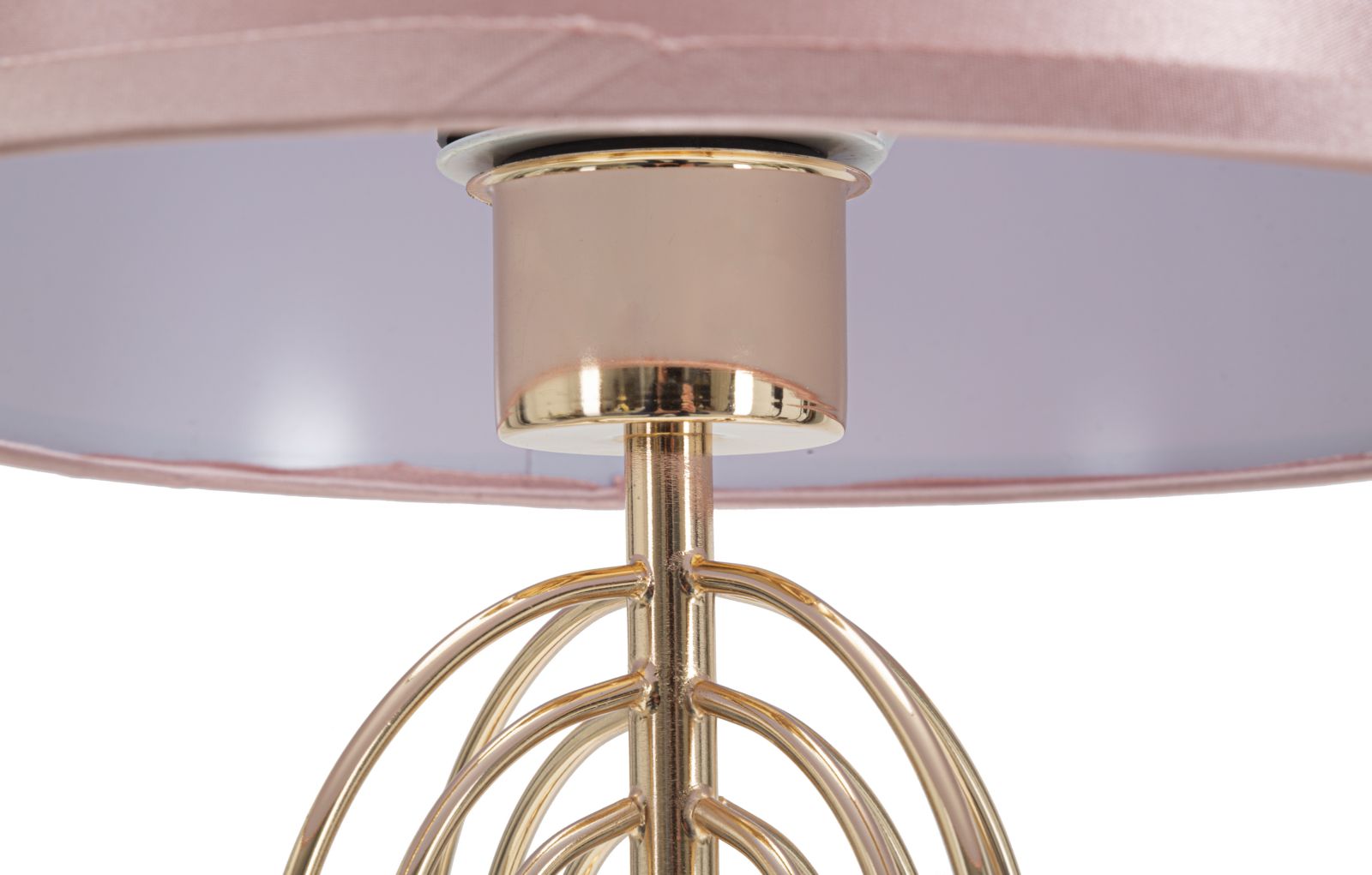 Lampada da tavolo in metallo dorata con paralume rosa Ø cm 28x55