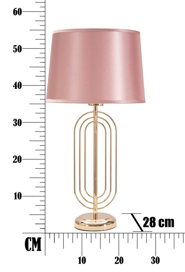 Lampada da tavolo in metallo dorata con paralume rosa Ø cm 28x55