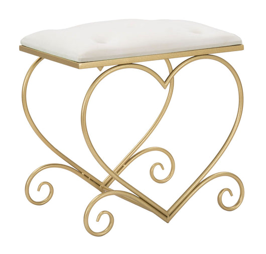 Sgabello a forma di cuore in tessuto beige cm 50x37,5x51,5