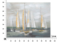 Dipinto su Tela Oro Boat 100x2,8x80 cm in Legno e Tessuto