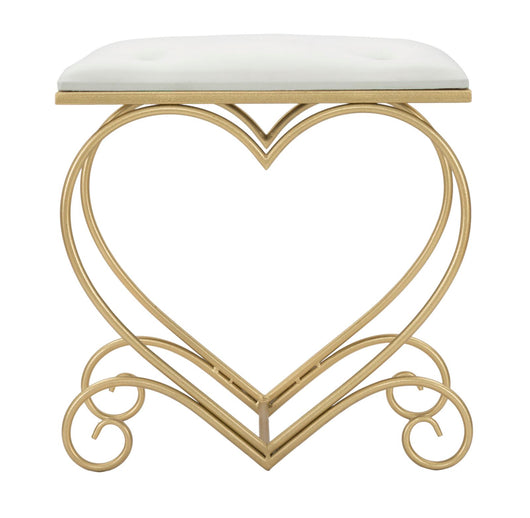 Sgabello a forma di cuore in tessuto beige cm 50x37,5x51,5