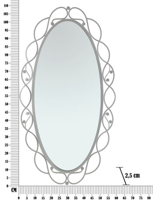 Specchio da parete con onde in metallo argentato cm 60x2,5x110