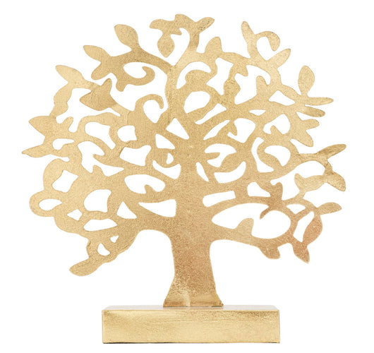 Scultura albero in metallo dorata con base cm 31x8,5x31,5