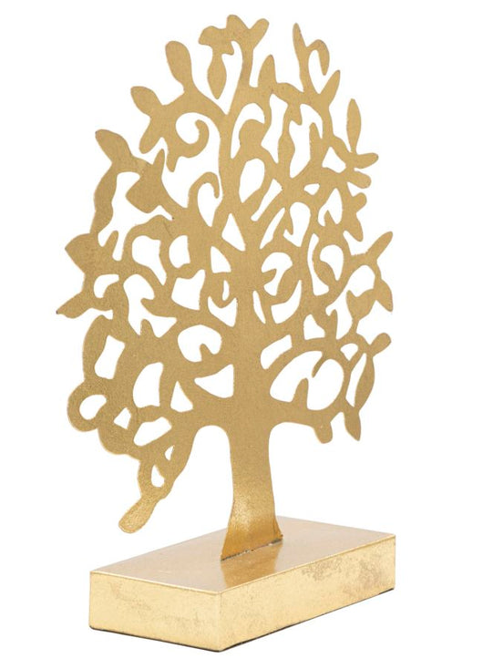 Scultura albero in metallo dorata con base cm 31x8,5x31,5