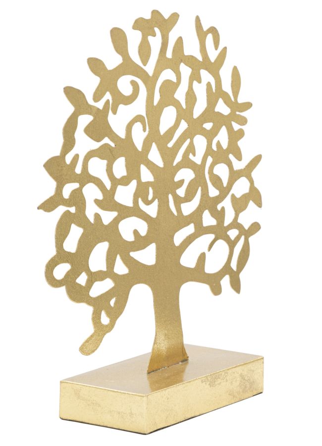 Scultura albero in metallo dorata con base cm 31x8,5x31,5