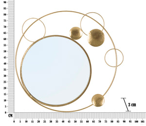 Specchio da parete con cerchi in metallo dorato cm 90x3x83