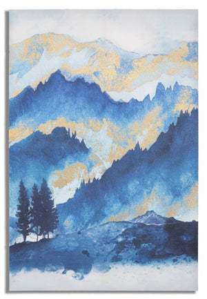 Stampa Dipinta Mountain Tree 80x3x120 cm in Legno e Tessuto