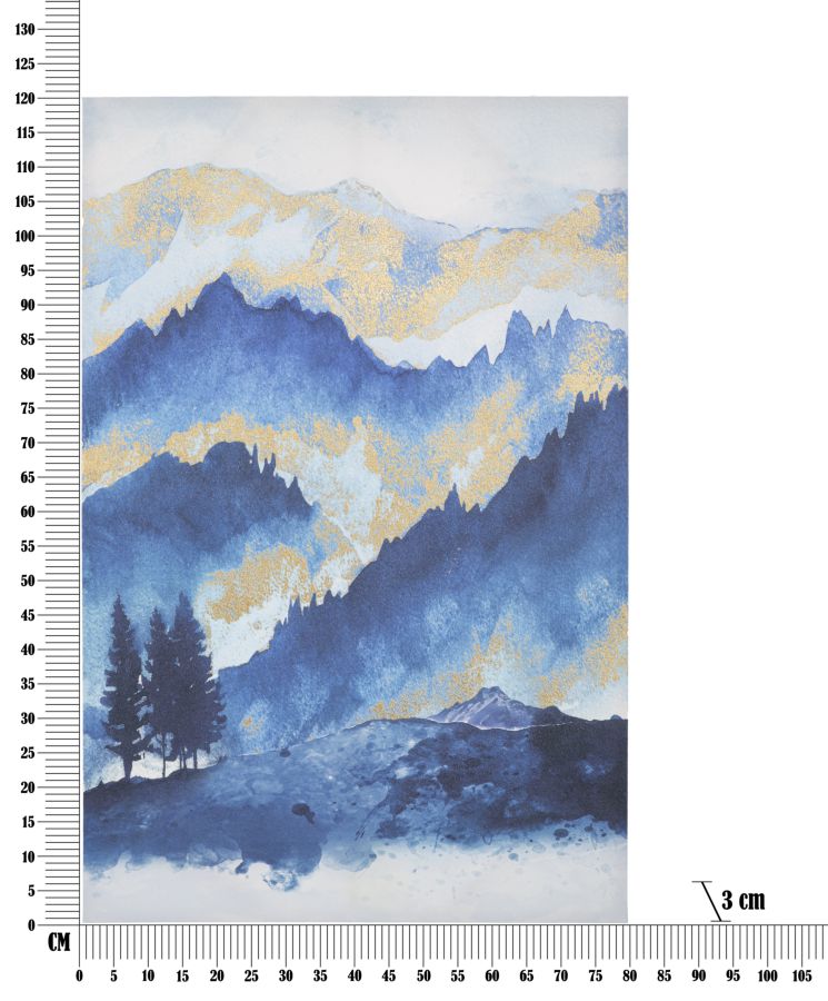 Stampa Dipinta Mountain Tree 80x3x120 cm in Legno e Tessuto