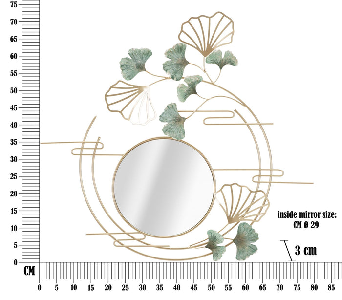 Specchio da parete decori e foglie in metallo multicolore cm 80x3x73,5
