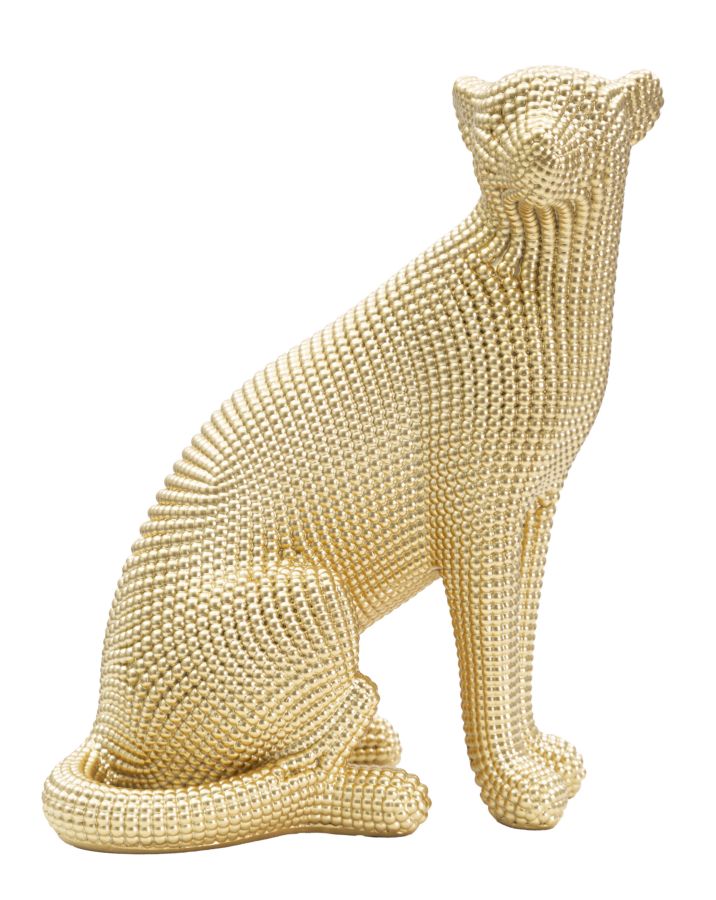 Statua Leopardo Oro 23x15,5x29 cm in Poliresina