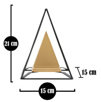 Piramide in metallo dorata con struttura nera cm 15x15x21