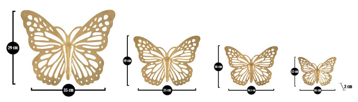 Set di 4 pannelli in metallo dorato cm 35x29-25x19-20,5x16-16x12