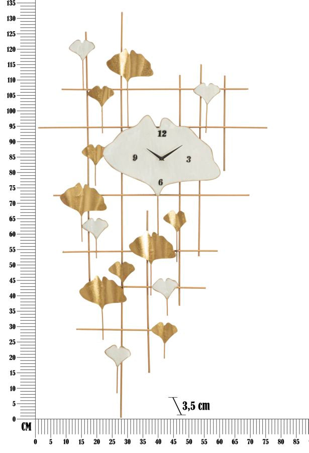 Orologio da parete in metallo dorato cm 75,5x3,5x133