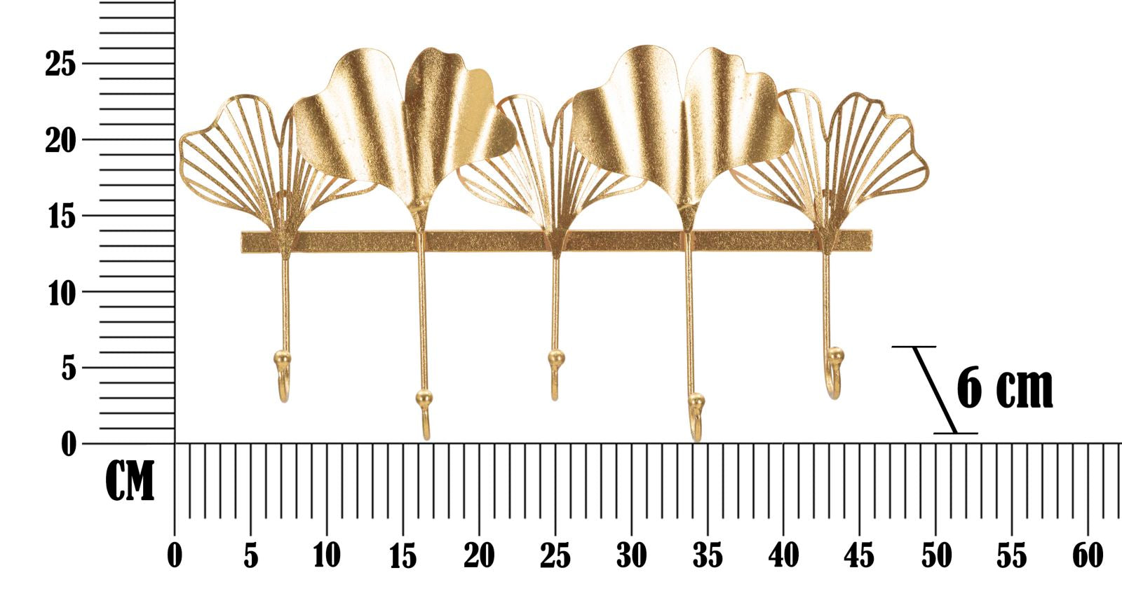 Appendiabiti in metallo dorato con 5 ganci cm 49,5x6x26,3