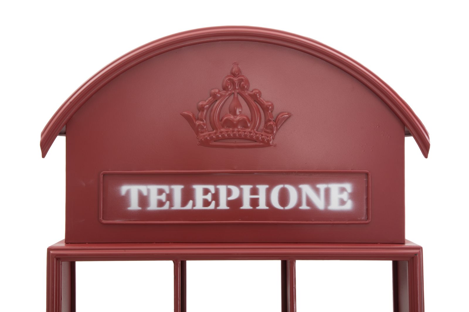 Bacheca in metallo rosso a forma di cabina telefonica cm 52x15x120