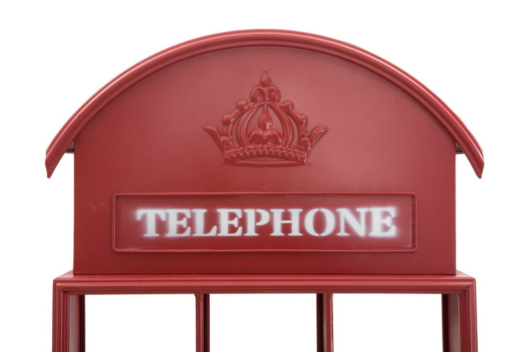 Bacheca in metallo rosso a forma di cabina telefonica cm 52x15x120