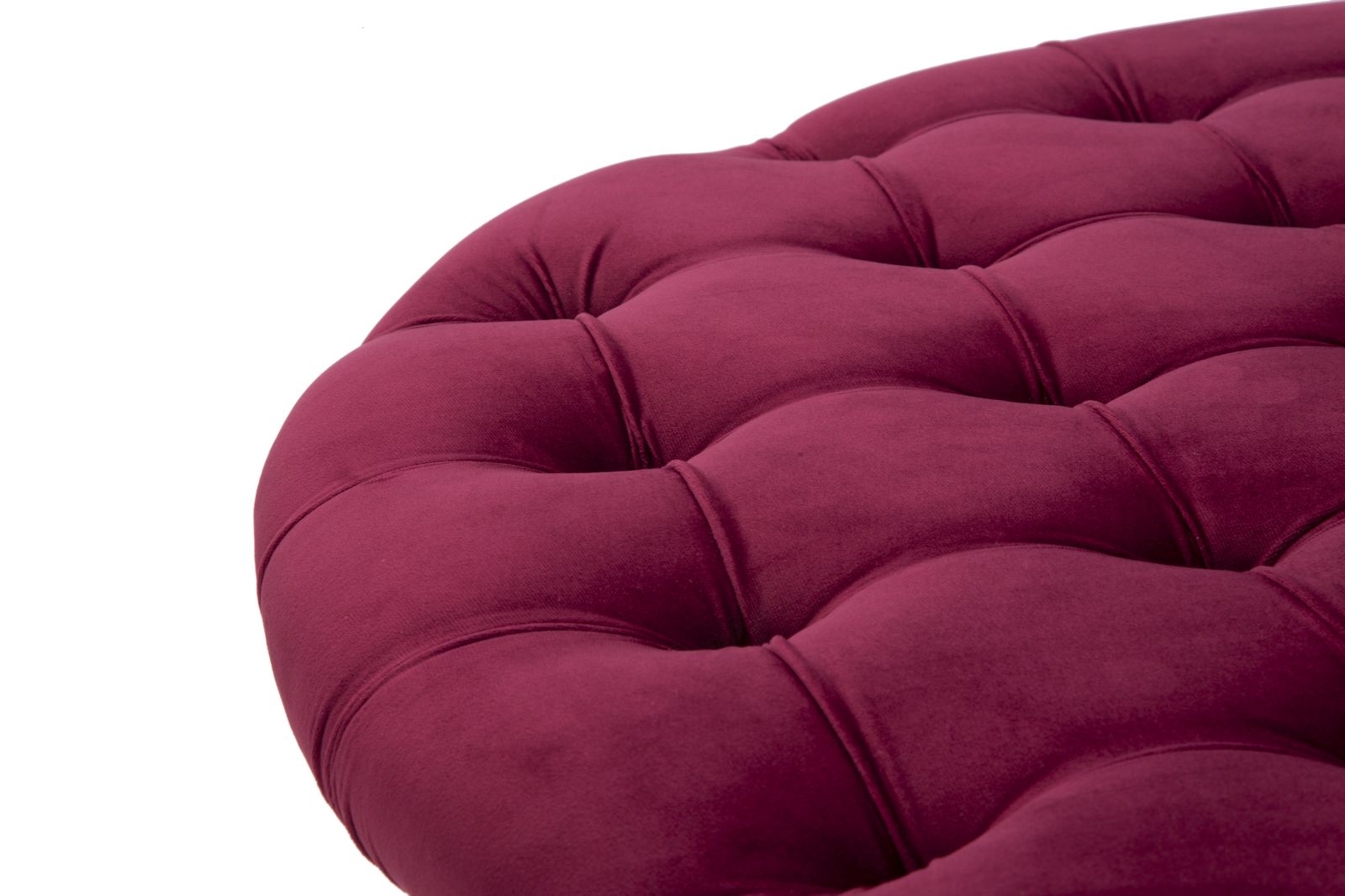 Pouf in metallo e tessuto dorato e bordeaux Ø cm 90x49