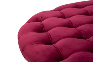 Pouf in metallo e tessuto dorato e bordeaux Ø cm 90x49