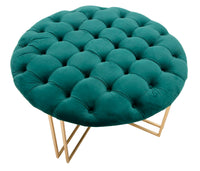 Pouf in metallo e tessuto dorato e verde Ø cm 90x49