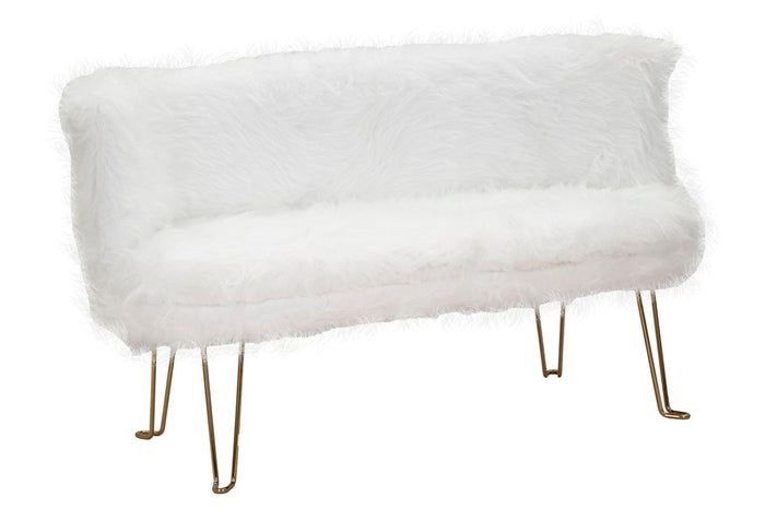 Divano in tessuto bianco peluche cm 134x54x77