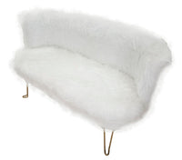 Divano in tessuto bianco peluche cm 134x54x77