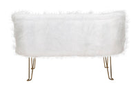 Divano in tessuto bianco peluche cm 134x54x77