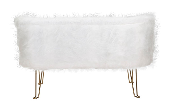 Divano in tessuto bianco peluche cm 134x54x77