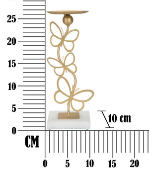 Portacandela in metallo dorato cm 10x10x26,5