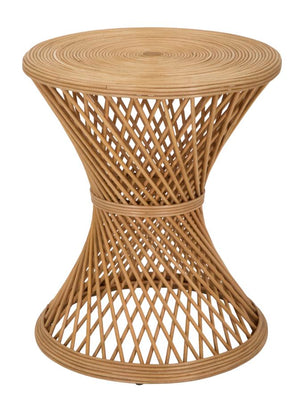 Tavolinetto rotondo in rattan intrecciato marrone Ø cm 48x56