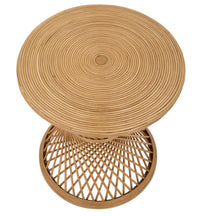 Tavolinetto rotondo in rattan intrecciato marrone Ø cm 48x56