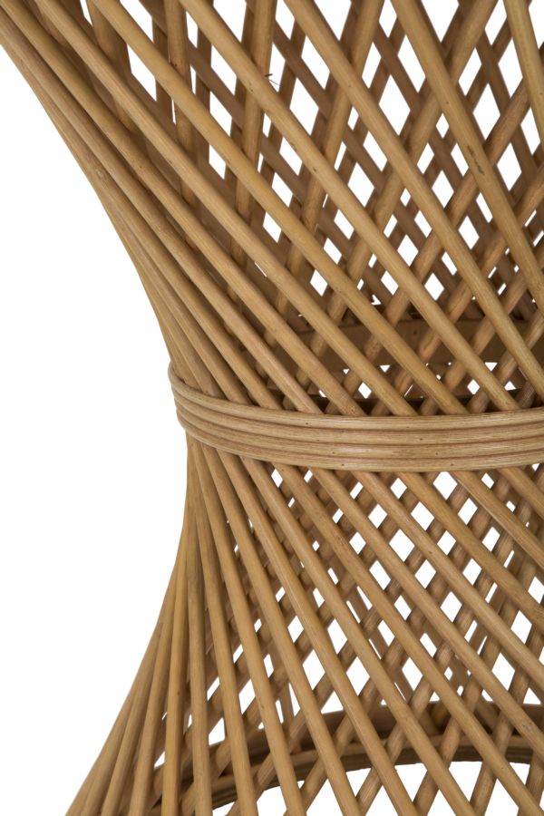 Tavolinetto rotondo in rattan intrecciato marrone Ø cm 48x56