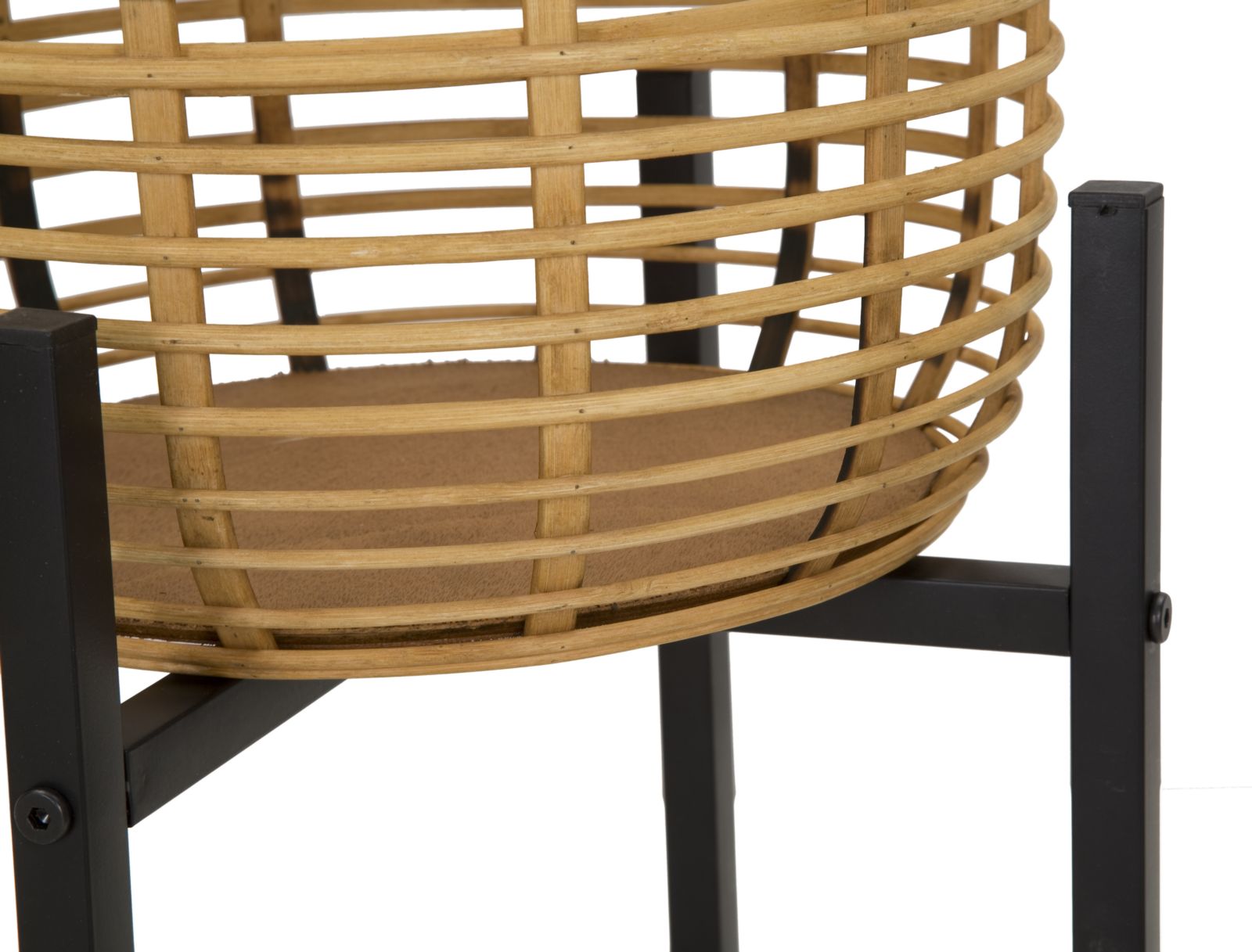 Set di 2 portavasi in rattan e metallo marroni e neri Ø cm 38x90-33x60