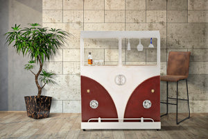 Bancone bar in metallo bianco e rosso cm 138x40x174