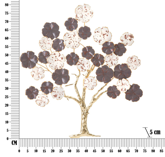 Pannello decorativo 3D albero in metallo multicolore cm 73,7x5x80