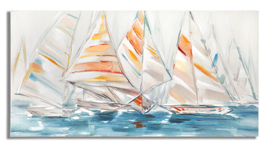 Dipinto su tela multicolore regata cm 140x2,8x70