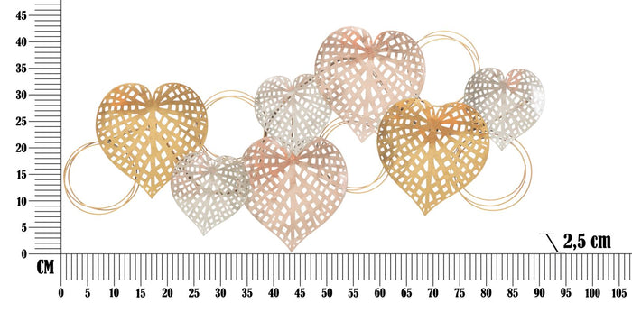 Pannello da Muro Hearts 91x2,5x39,5 cm in Ferro