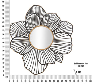 Specchio da parete in metallo nero e dorato cm 79x6x86,5