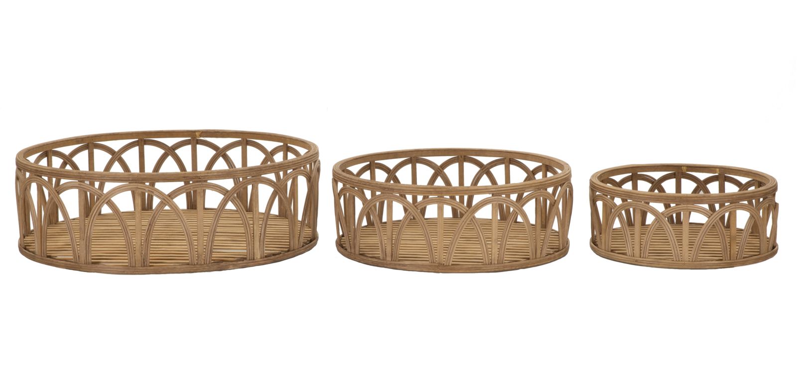 Set di 3 svuotatasche in rattan marrone Ø cm 50x16-40x14-30x12