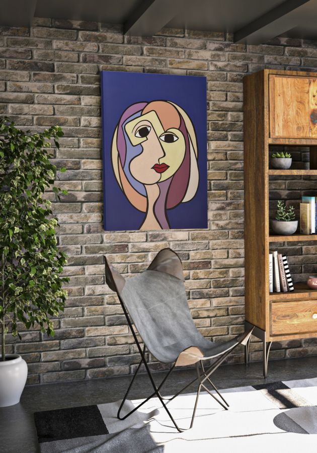 Stampa Dipinta Double Faces Large 1 80x3x120 cm in Legno e Tessuto