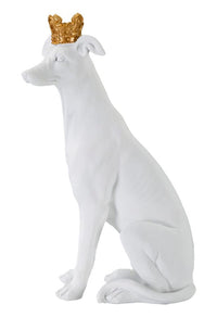 Statua Cane con Corona Bianco 20x12,5x33 cm in Poliresina