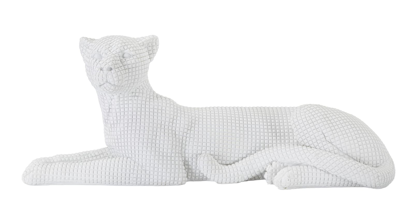 Statua Leopardo Sdraiato Bianco 38x12,5x15,3 cm in Poliresina